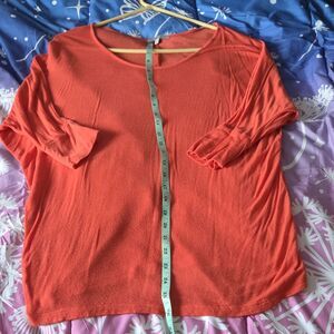 Charlotte Russe Women's L Coral Jersey 3/4 Sleeve Lightweight Blouse 2000s y2k